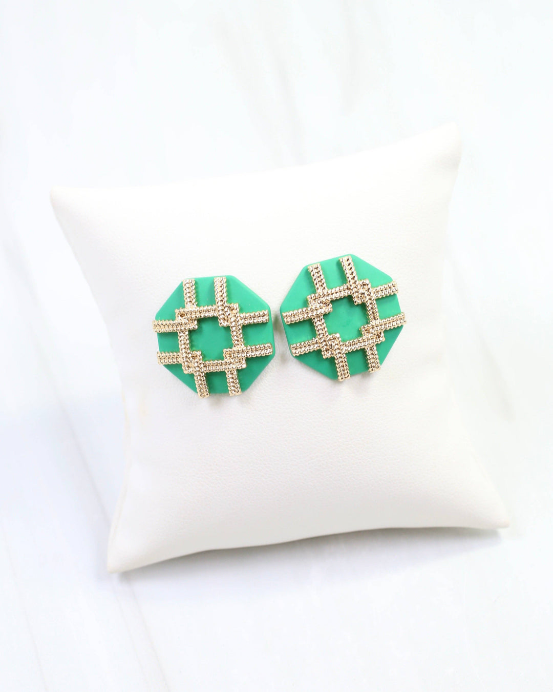 Avril Octagon Post Earring Green