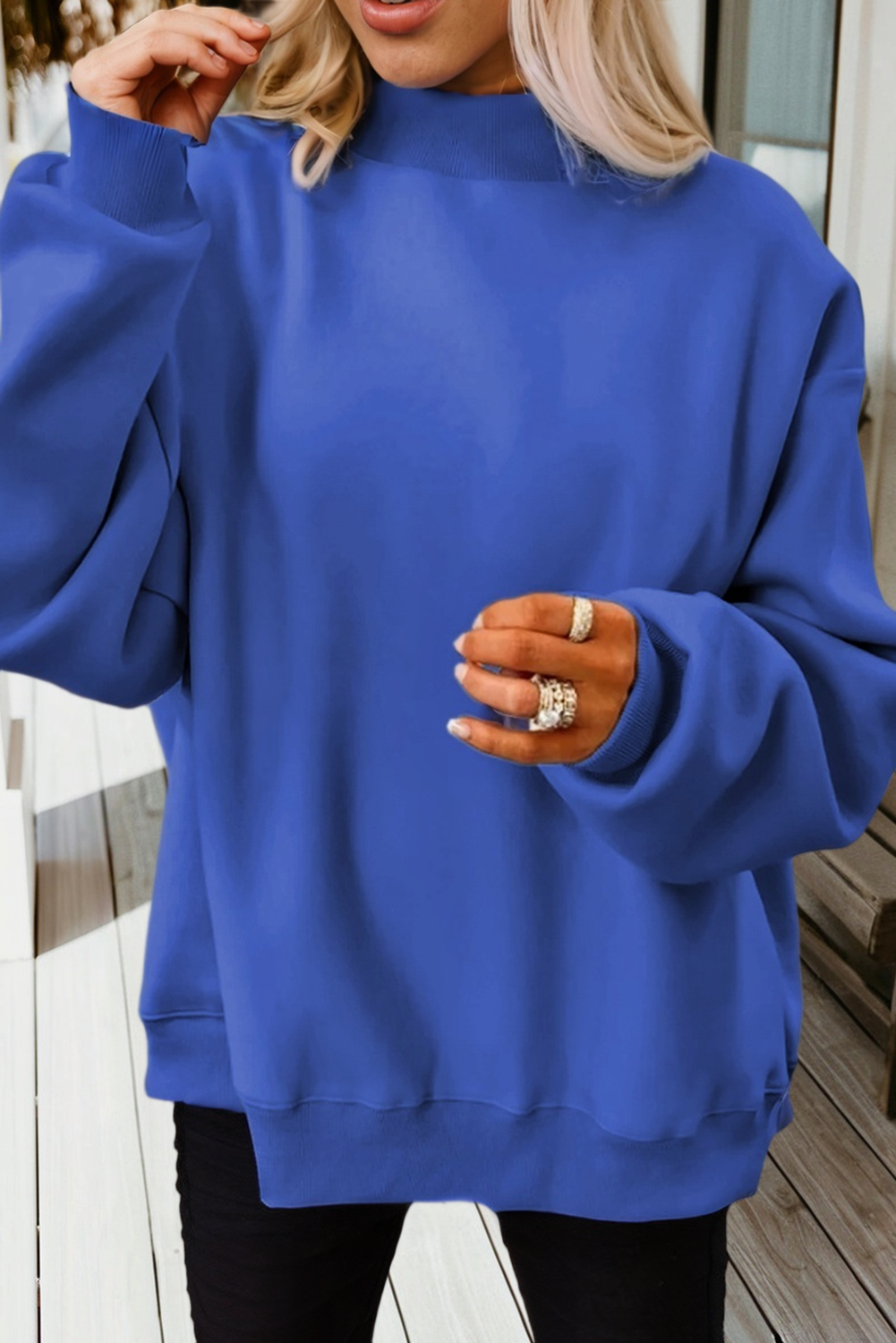 Go Big Blue Mock Neck Sweatshirt