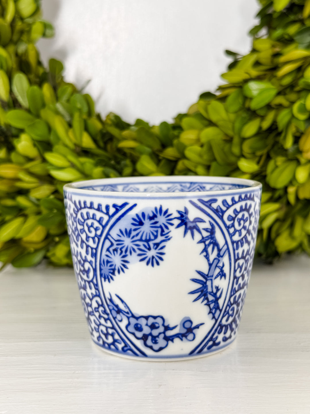 blue and white plant pot with saucer Canton Collection Cachepot – Adorned Grace