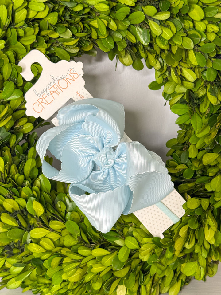 1/4" Nylon Headband W/Scalloped Bow 5.5"