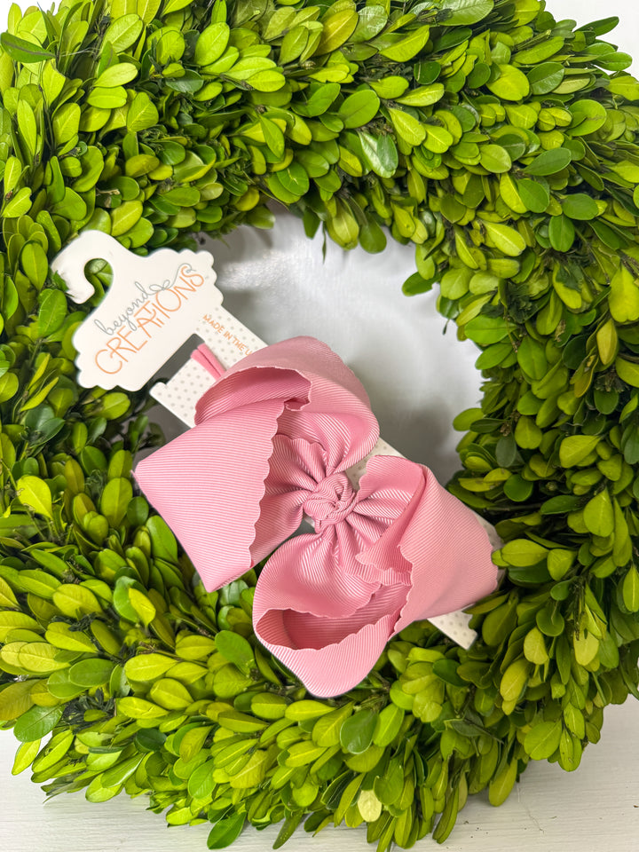 1/4" Nylon Headband W/Scalloped Bow 5.5"