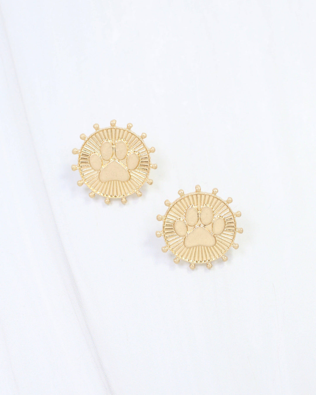 Carmen Coin Earring Paw Print Worn Gold