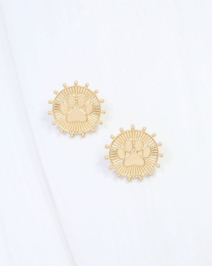 Carmen Coin Earring Paw Print Worn Gold