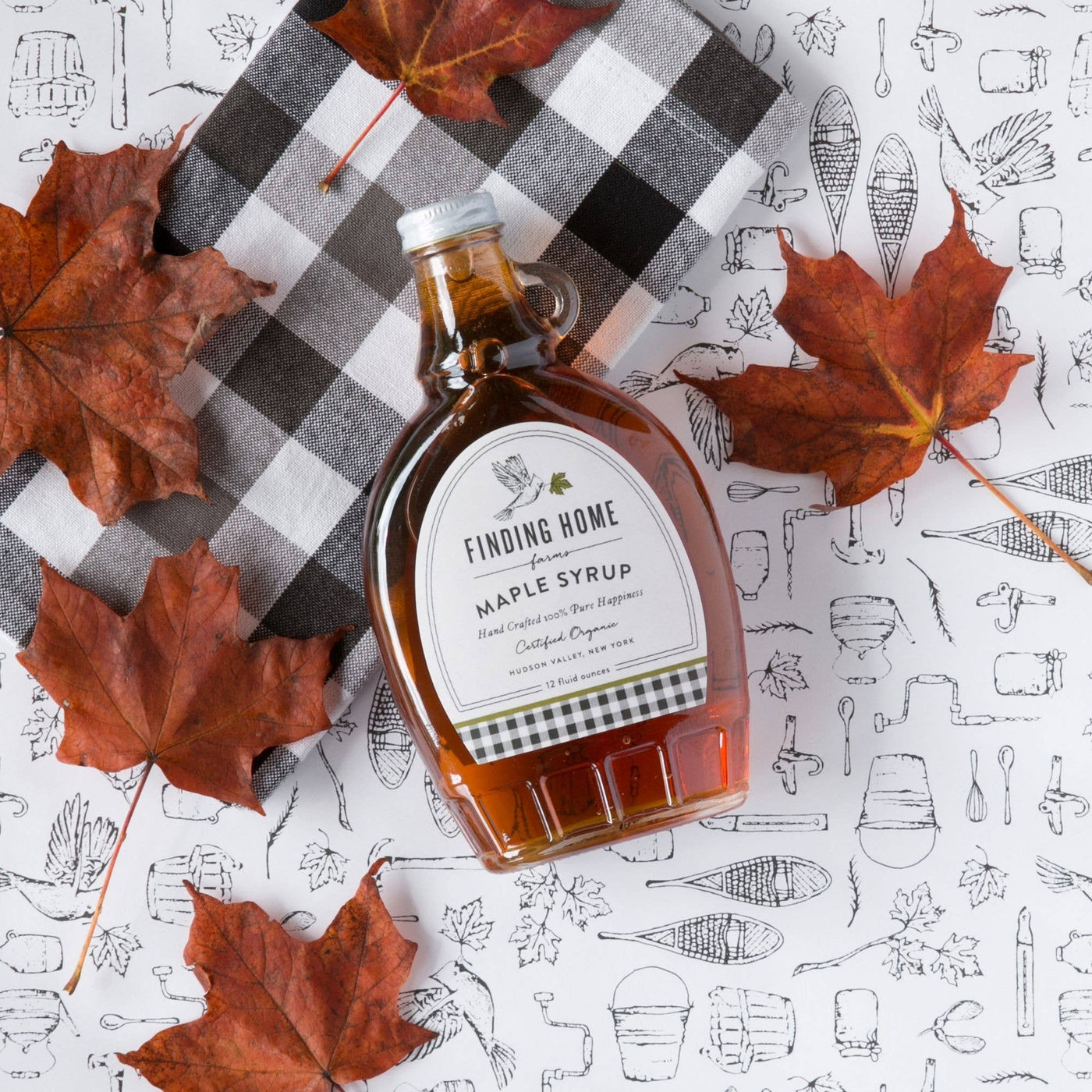 100% Pure Organic Maple Syrup - 12 oz Decorative Glass