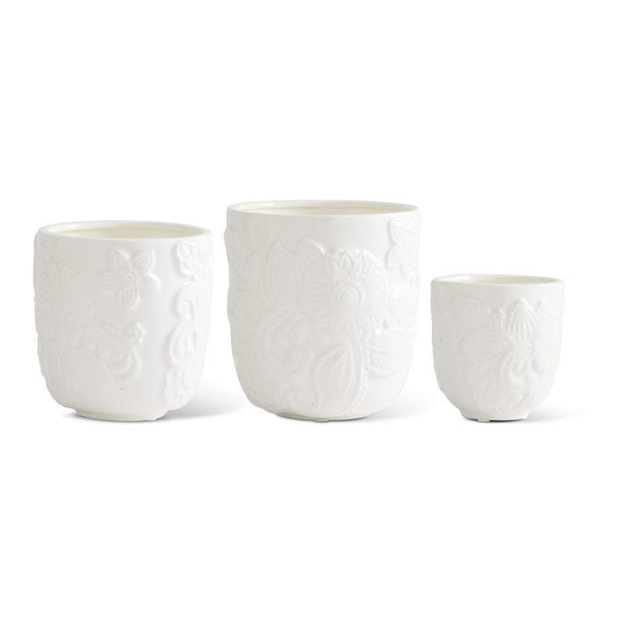 White Ceramic Art Deco Style Pots