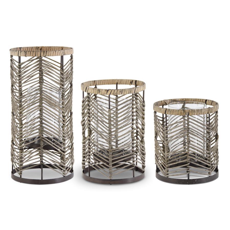 Bamboo & Metal Candle Holder