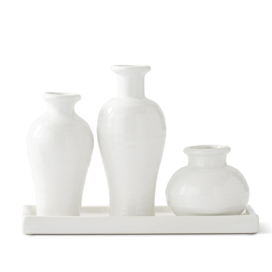 Cluster of Ceramic Vases w/ Attached Tray